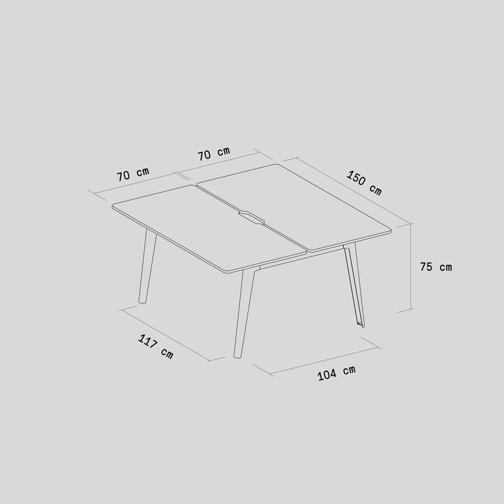 NEW MODERN 2–seater workbench – recycled plastic