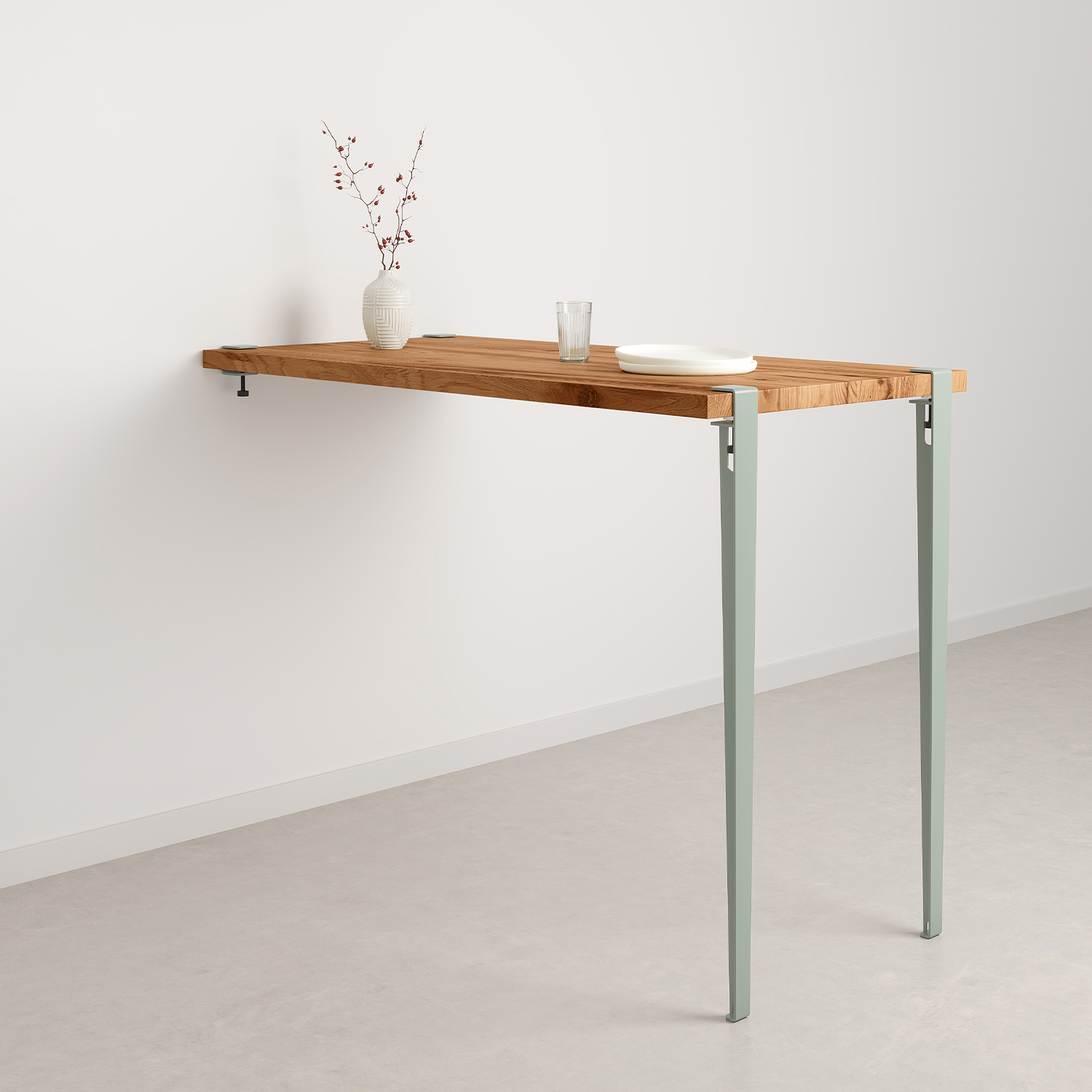 Wall–mounted high table – height 90 or 110cm - reclaimed wood