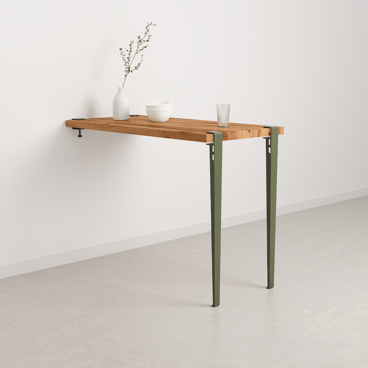 Wall–mounted high table – height 90 or 110cm - reclaimed wood