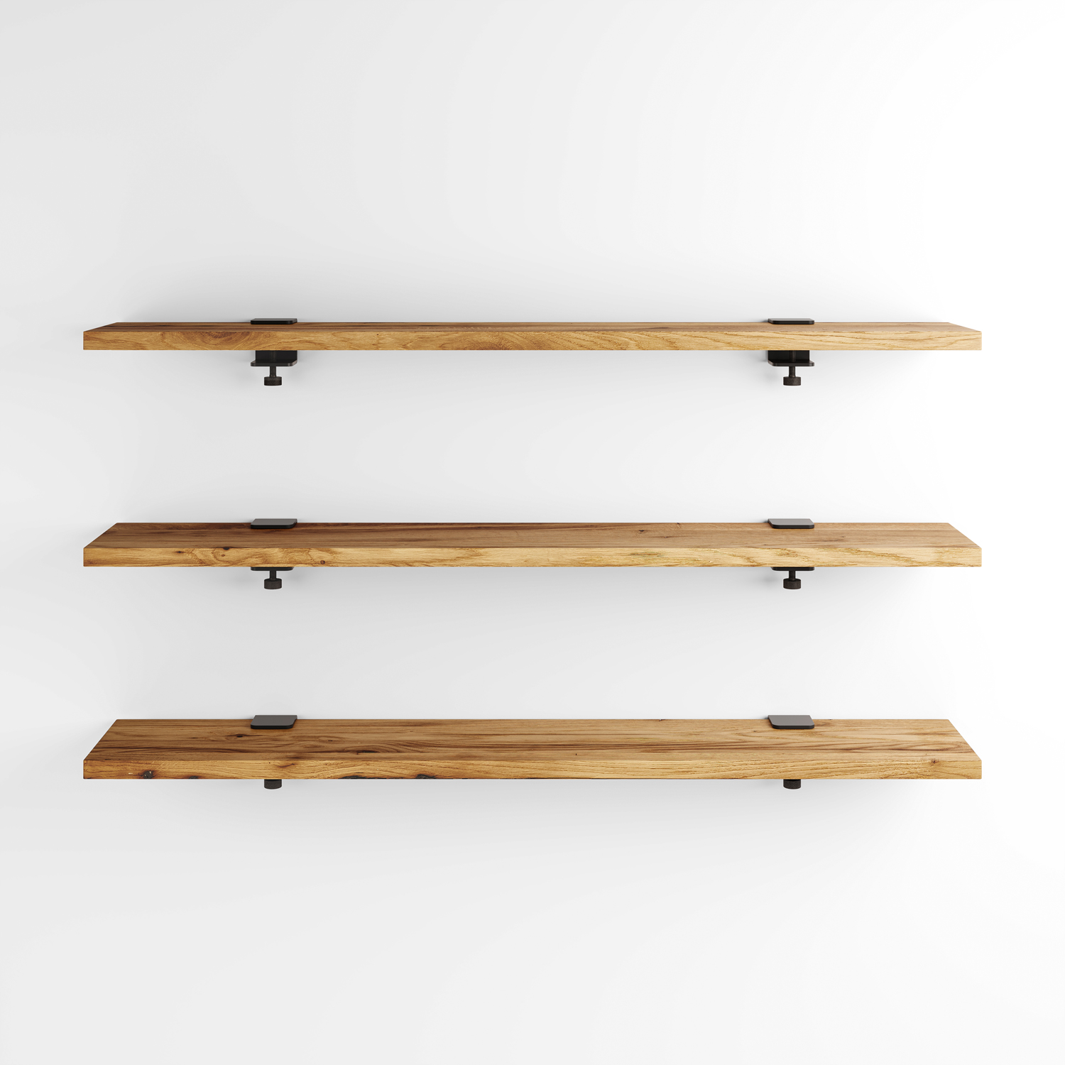 Set of 3 BRACKET wall shelves - reclaimed wood - 60 to 150cm