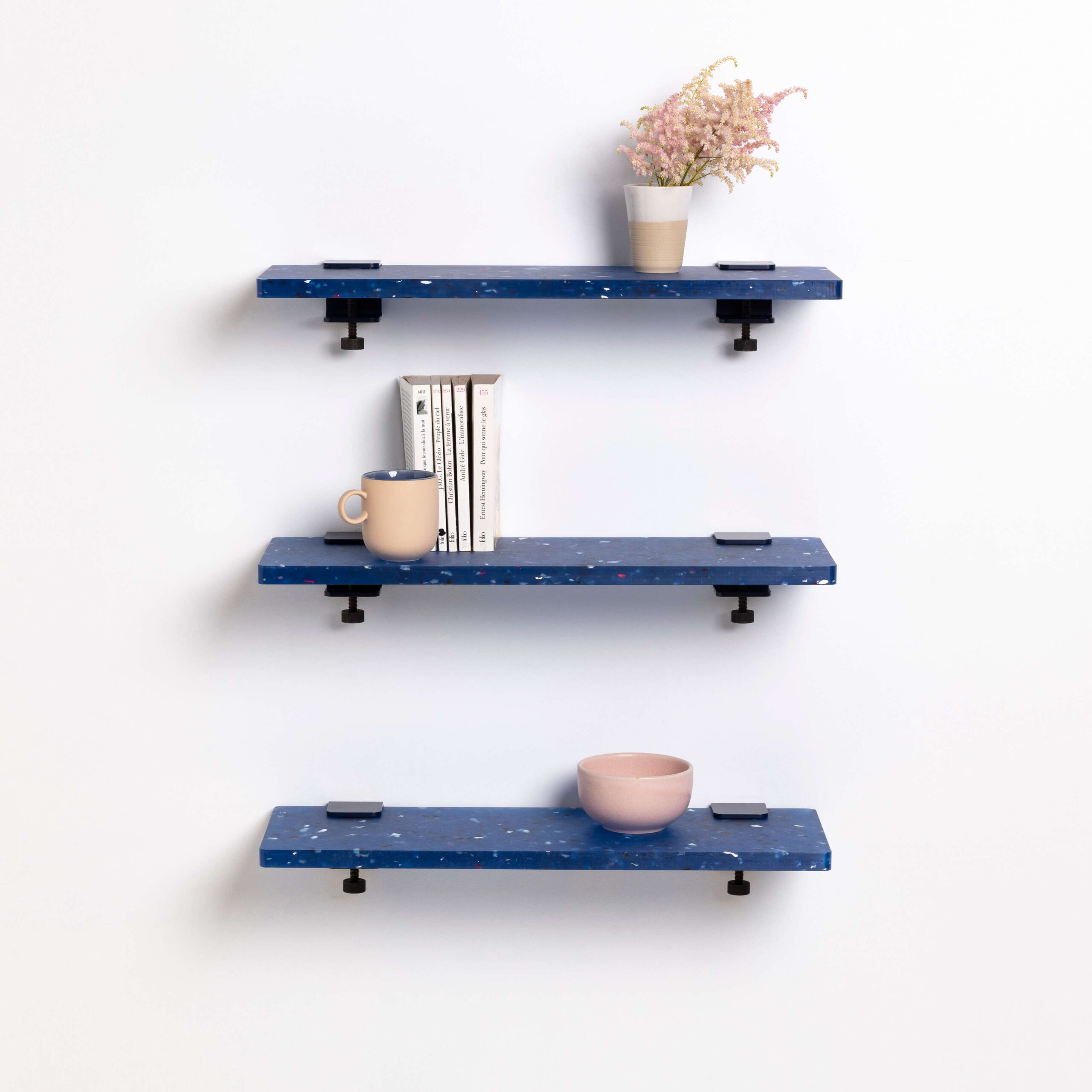 Set of 3 BRACKET wall shelves - Pacifico recycled plastic - 60 or 90cm