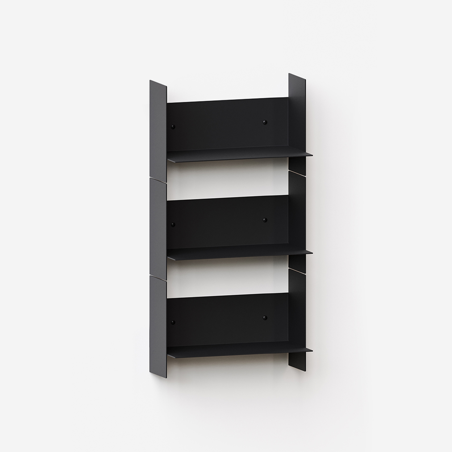 Set of 3 PLI steel wall shelves - 30 to 60cm