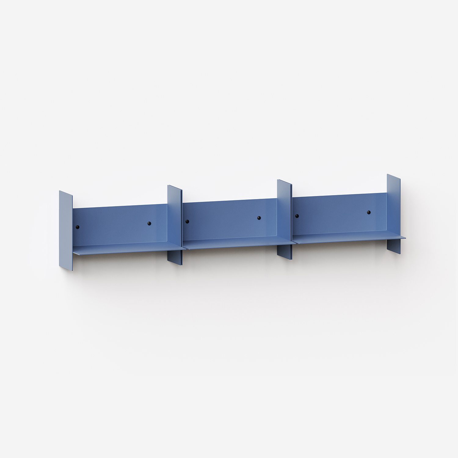 Set of 3 PLI steel wall shelves - 30 to 60cm