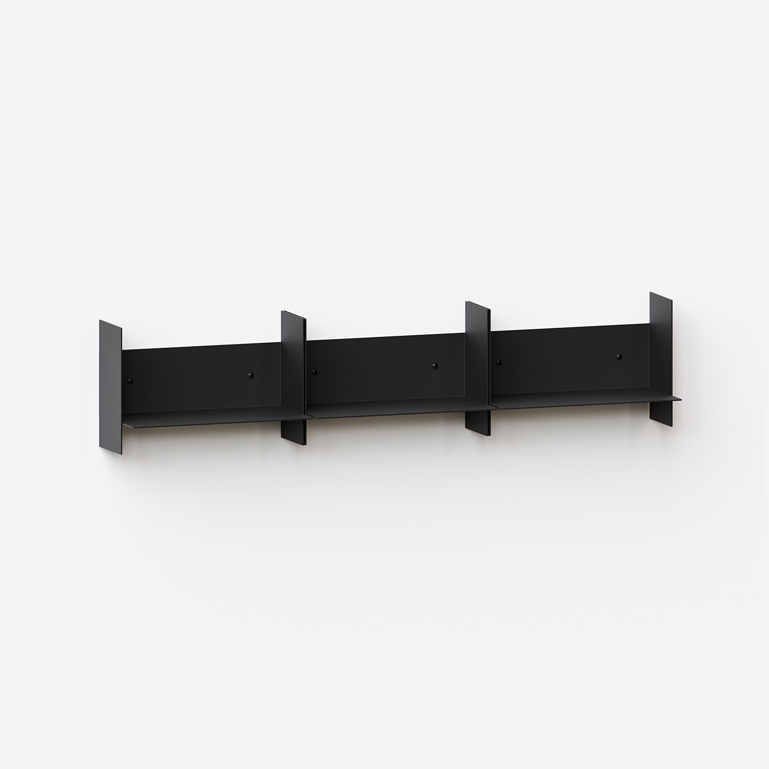 Set of 3 PLI steel wall shelves - 30 to 60cm