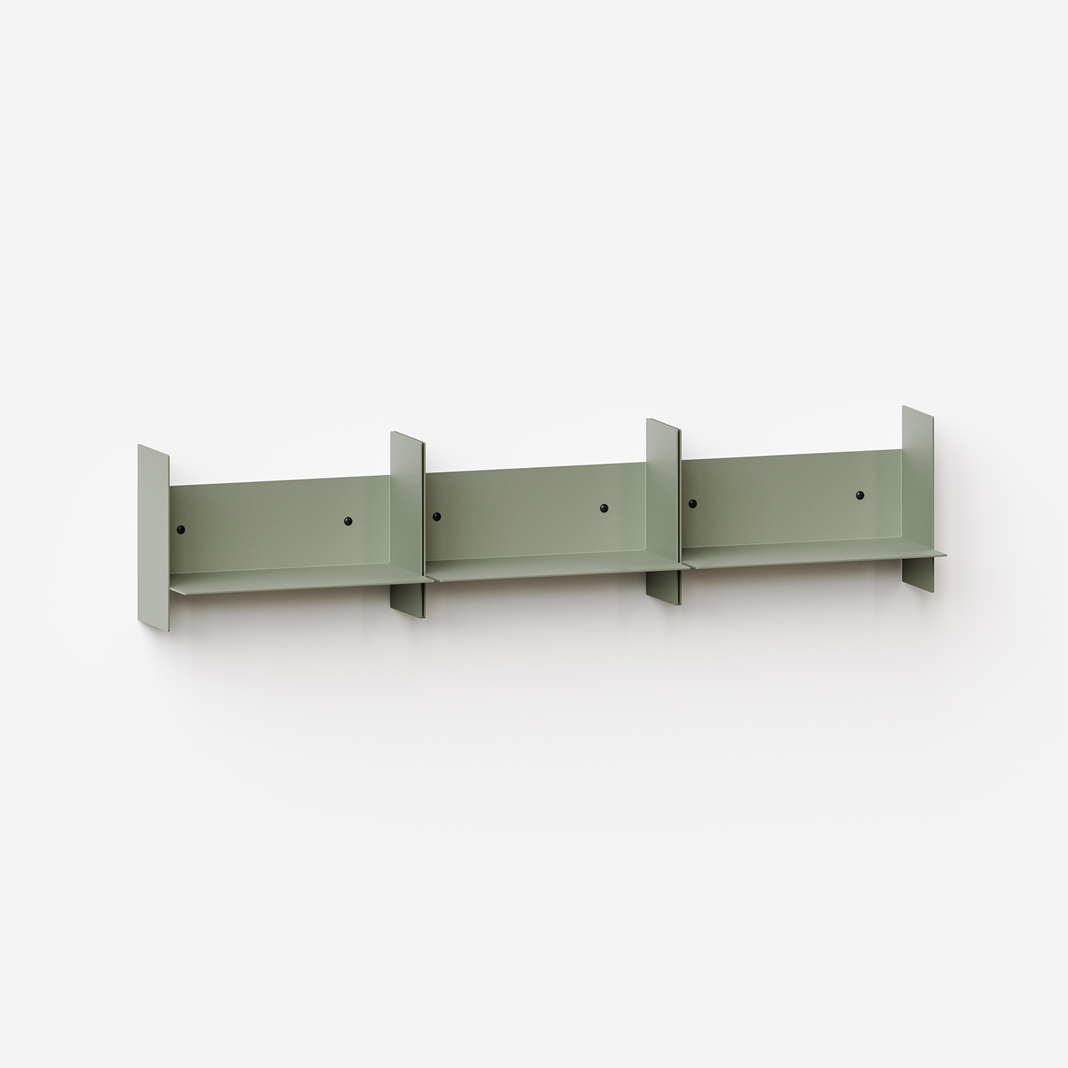 Set of 3 PLI steel wall shelves - 30 to 60cm